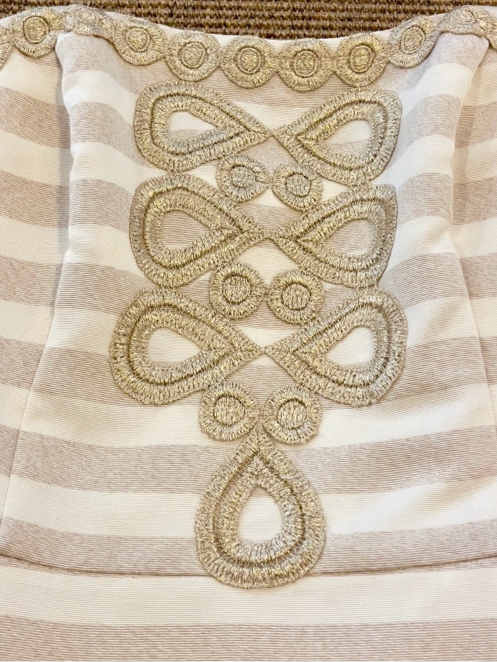 Lilly Pulitzer Blossom Strapless Embroidered Mini Dress Gold Cream Size 12 - Picture 7 of 12